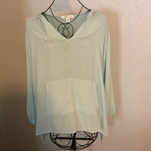 Unique lightweight pale green hoody/ blouse